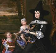 John Michael Wright Portrait of Mrs Salesbury with her Grandchildren Edward and Elizabeth Bagot Oil on canvas painting